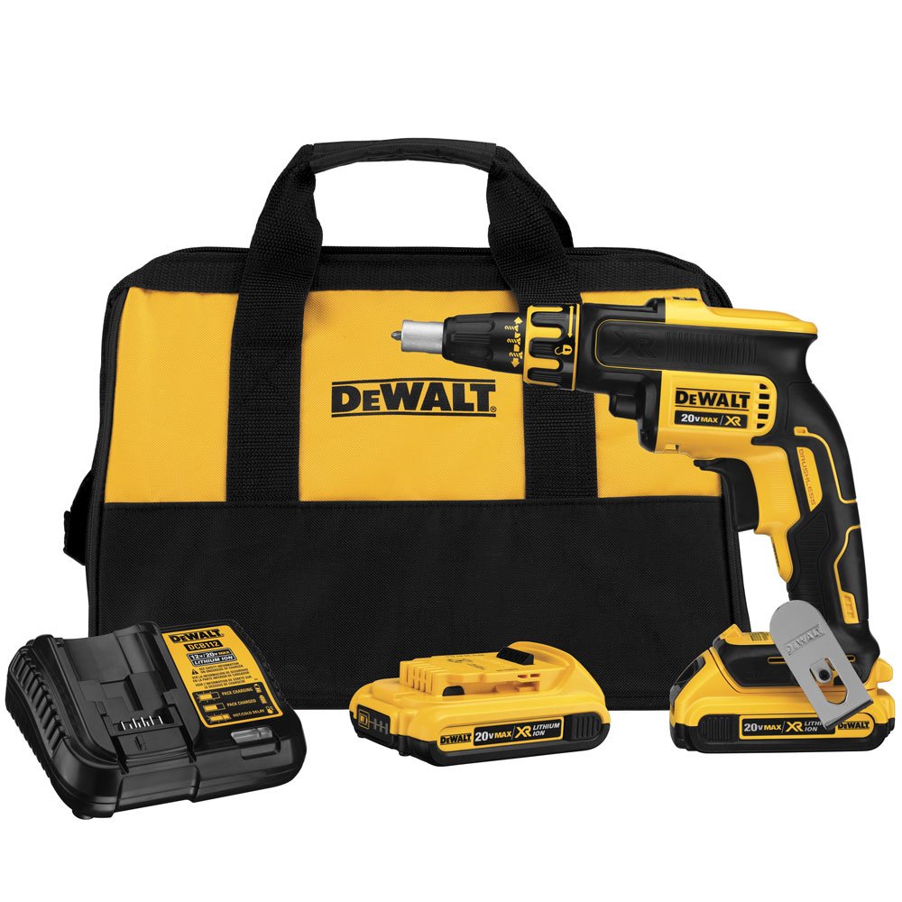 1568149035794 Parafusadeira Drywall 1/4Pol. 20V Max Brushless com 2 Baterias 2,0Ah Carregador 127V e Bolsa DEWALT-DCF620D2 - Imagem 1
