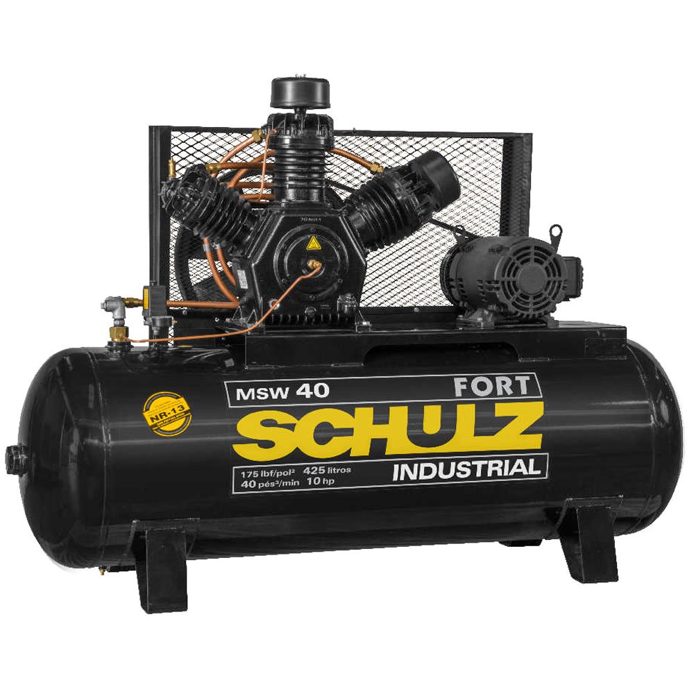 1571420798404 Compressor de Ar Fort MSW 40 Pés 425L 10HP 380V - Trifásico SCHULZ-923.9347-0 - Imagem 1