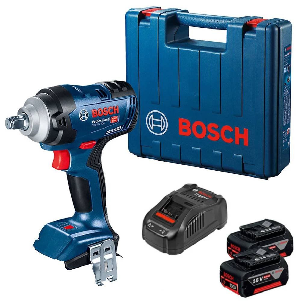 1688989335153 Chave de Impacto GDS18V-400 1/2 Pol. 18V com 2 Baterias 4,0Ah Carregador e Maleta BOSCH-06019K00E0-000 - Imagem 1