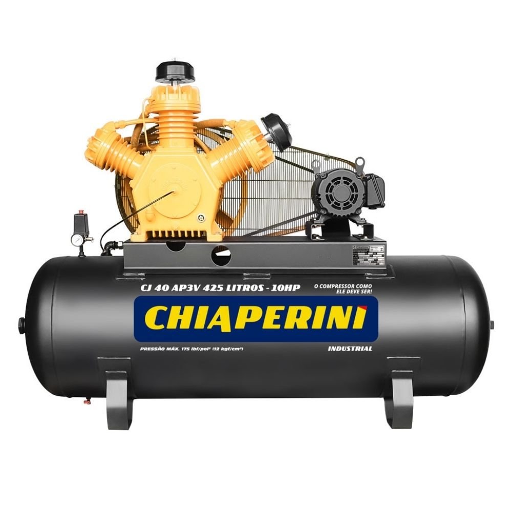 1697568914257 Compressor de Ar Alta Pressão CJ 40 425 Litros 10HP 40 Pés 220/380V AP3V CHIAPERINI-27930 - Imagem 1
