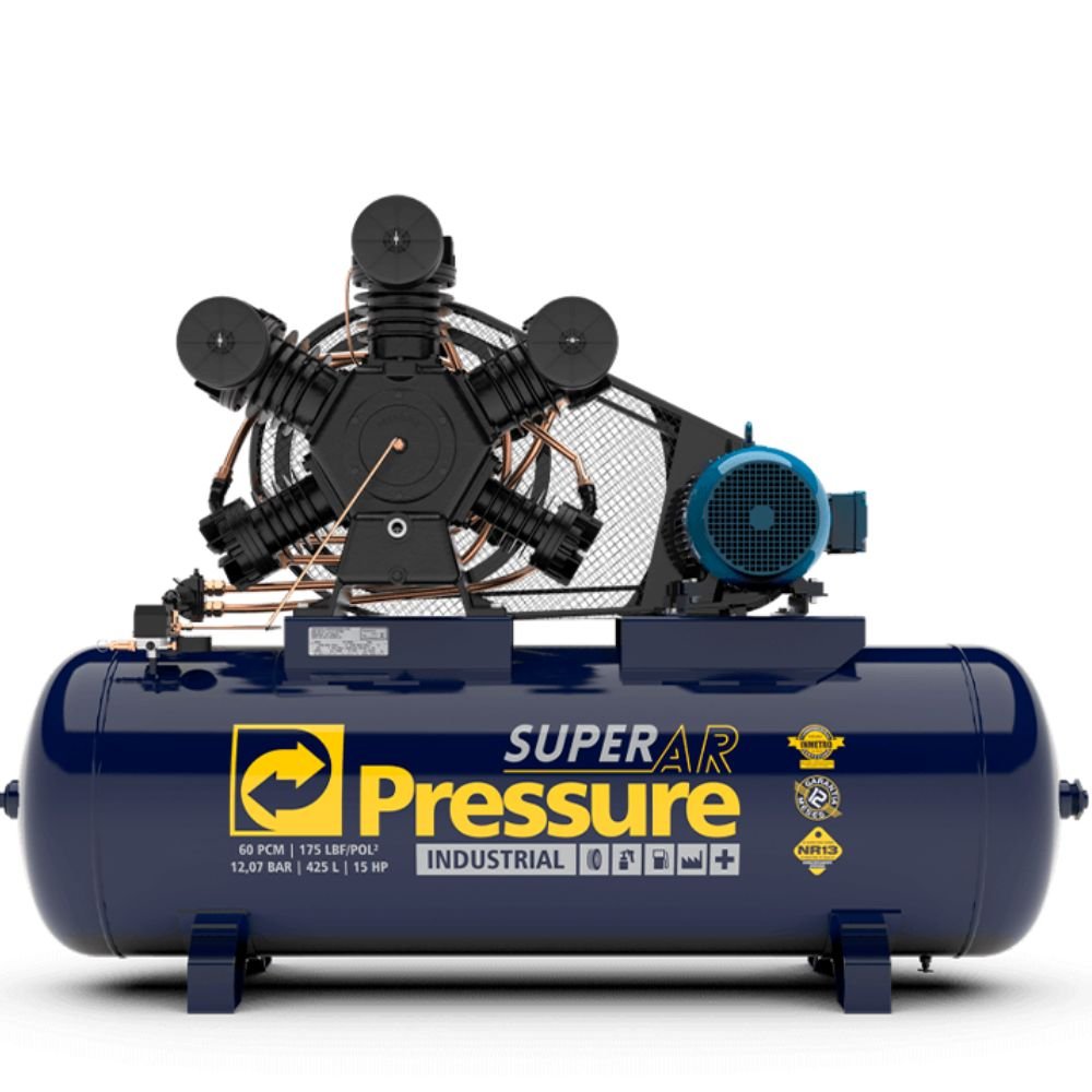 1711976441634 Compressor de Ar 60 Pés 425L 15HP 175 PSI 220/380V Trifásico PRESSURE-8975701099 - Imagem 1