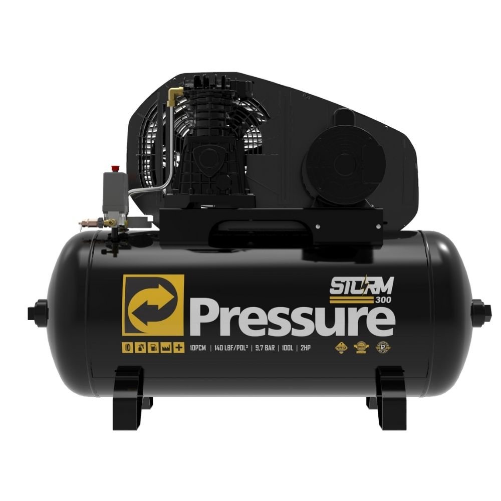 1718132229304 Compressor de Ar Profissional STORM 300 2HP 100L 140PSI Bivolt 110/220V PRESSURE-8975703011 - Imagem 1