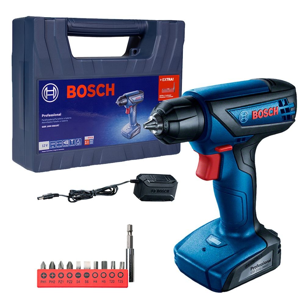 1728301506945 Parafusadeira Furadeira GSR 1000 a Bateria 12V Lítio com Maleta BOSCH-6019F40E3-000 - Imagem 1