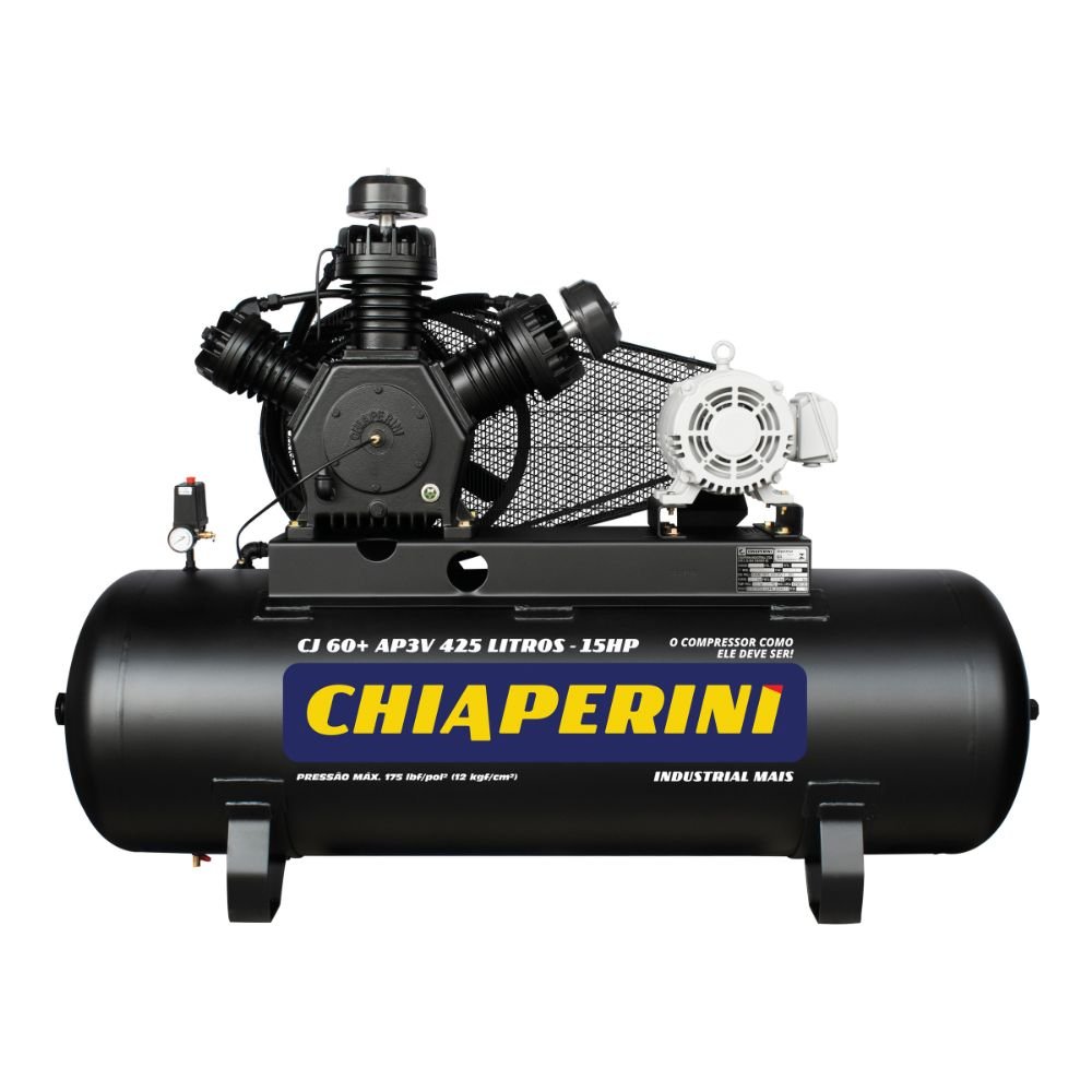 1732883851269 Compressor de Ar 60 Pés 425L 15CV Trifásico 220/380V Chiaperini-60M425LT - Imagem 1