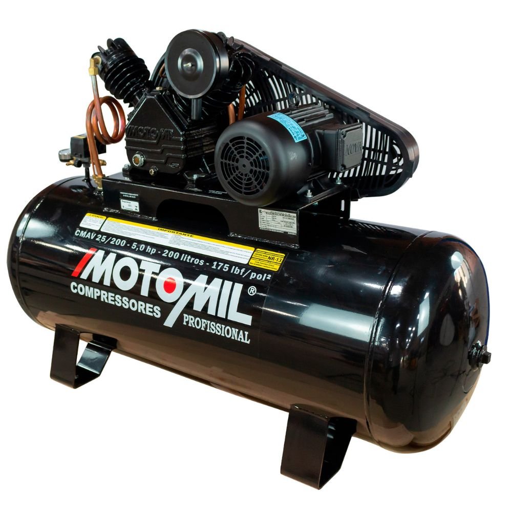 1733417995784 Compressor de Ar 25 Pés 200L 6HP 220/380V - Trifásico MOTOMIL-CMV-25/200 - Imagem 1