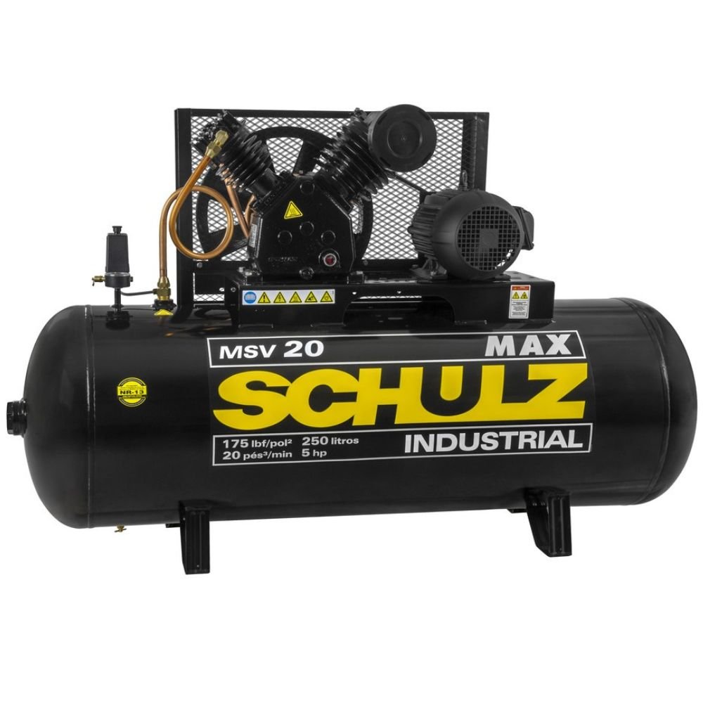1739904636583 Compressor de Ar Profissional 20 Pés 250 Litros 5HP 220/380V Trifásico MSV20/250 SCHULZ-922.7789-0 - Imagem 1