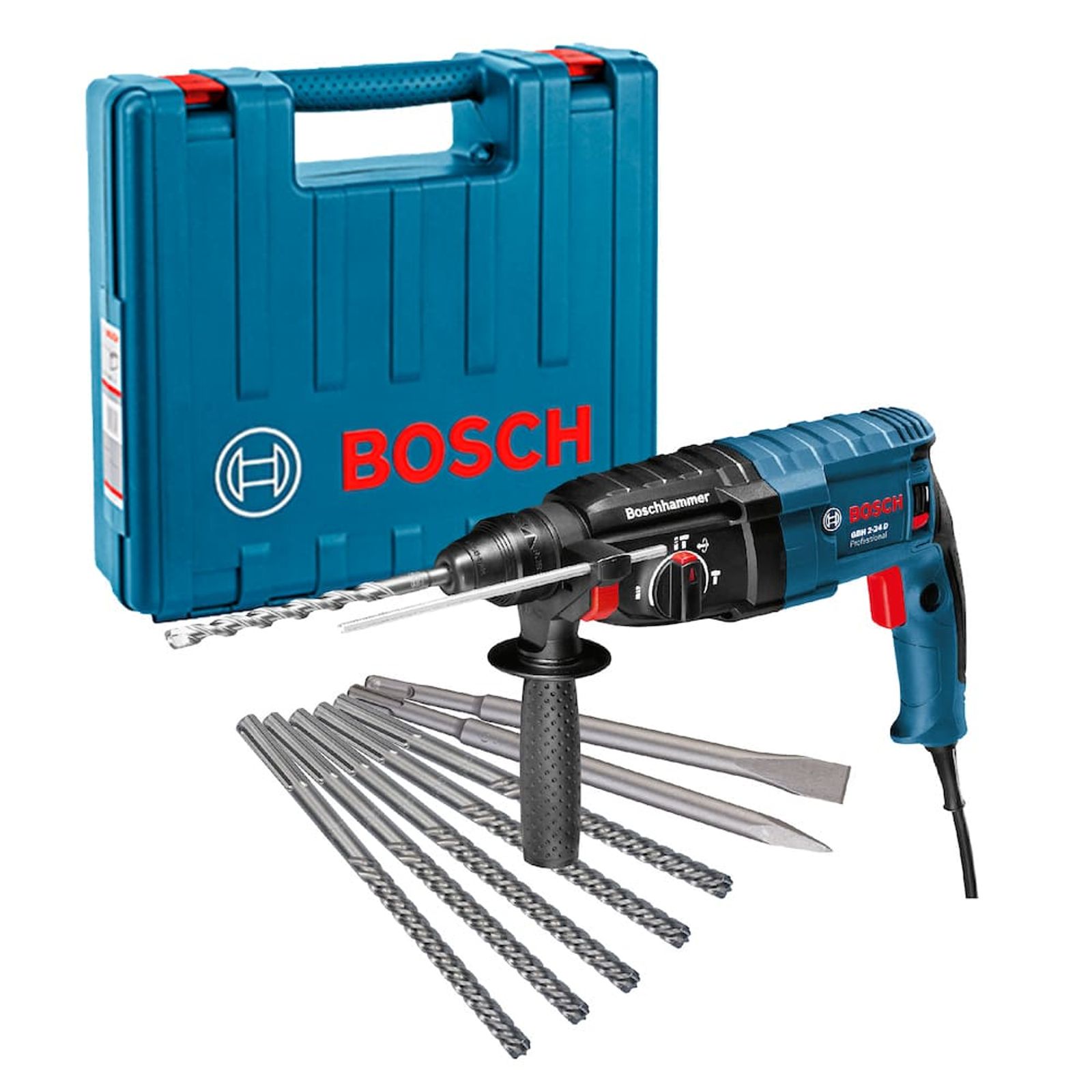 35769941-1600-1600 Martelete Perfurador Rompedor SDS Plus 820W GBH2-24D 7 Peças Bosch - Imagem 1