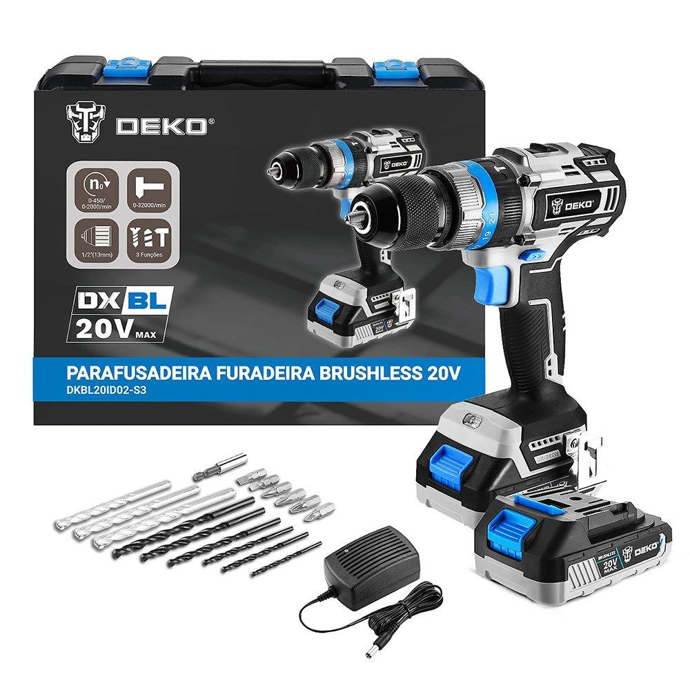 parafusadeira-furadeira-impacto-12-pol-brushless-20v-com-2-baterias-litio-ion-carregador-e-maleta-co1685387614782 Parafusadeira Furadeira Impacto 1/2 Pol Brushless 20V com 2 Baterias Lítio-Íon Carregador e Maleta com Acessórios DEKO-DKBL20ID02-S3 - Imagem 1